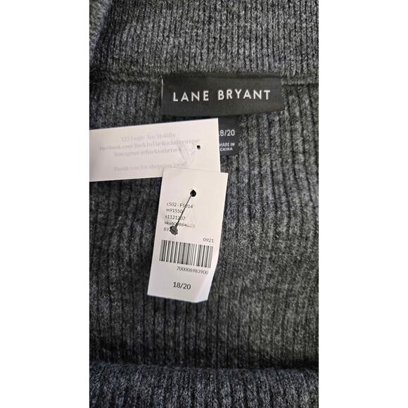 ​Lane Bryant NWT Plus Size 18/20 Gray Ribbed Off-the-Shoulder Sweater Pullover - Picture 3 of 3